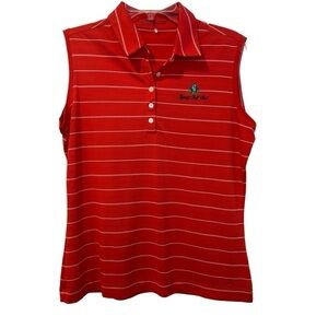 Nike Golf Dry-Fit Red Sleeveless Golf Polo with Logo Legacy Golf Club Size Large